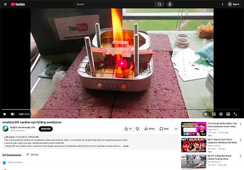 Smallest DIY sardine can folding woodstove-YouTube Crafts